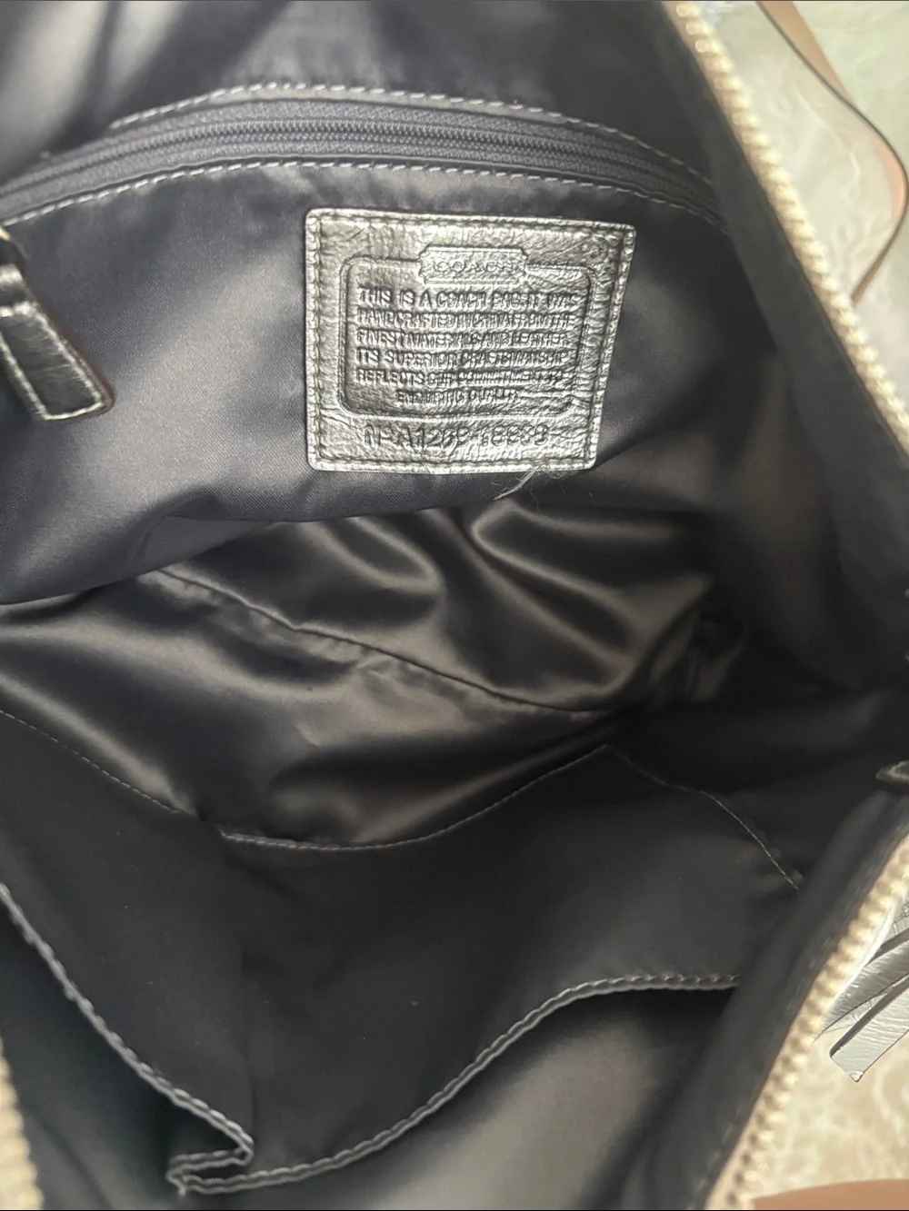 Coach Ivory Signature Shoulder Bag with Silver Trim